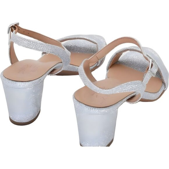Naturalizer Bristol Silver Glitter Block Heel Dress Sandals Women's US 8W - Picture 3 of 6